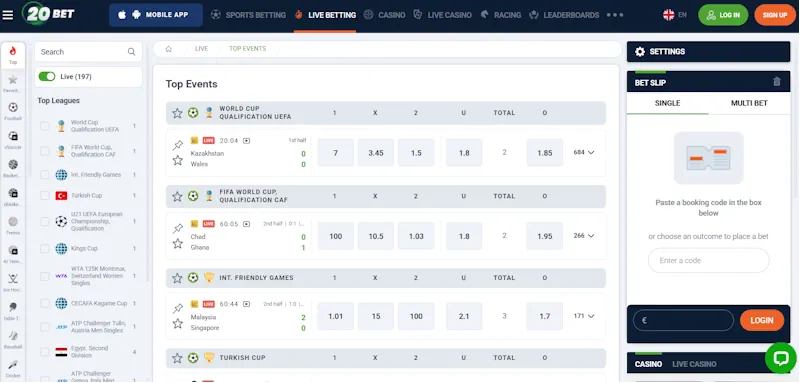 20bet live Screenshot