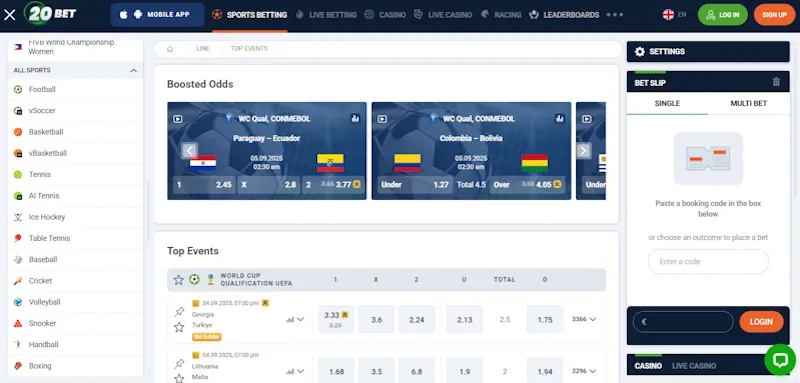 20bet sport Screenshot