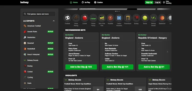 betway sports screenshot