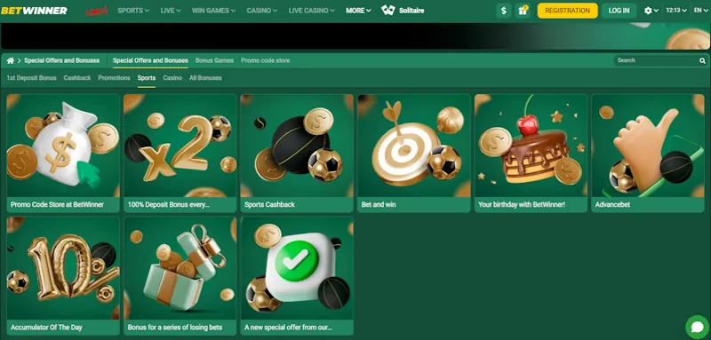 betwinner Ongoing Offers screenshot