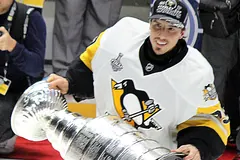Marc-André Fleury lifting the Stanley Cup
